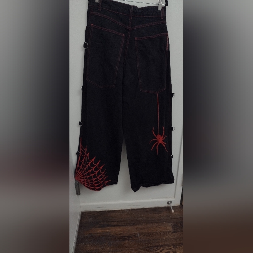 Vintage 90s SINISTER CLOTHING SPIDER WEB Rave Jeans